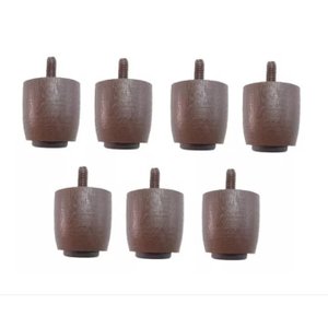 Kit 7 Pés Jr para Cama Box Baú Queen ou King 4cm de Altura Madeira Maciça Cor:marrom