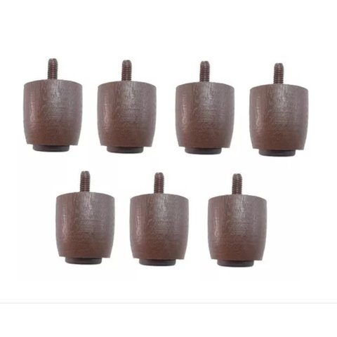 Kit 7 Pés Jr para Cama Box Baú Queen ou King 4cm de Altura Madeira Maciça Cor:marrom