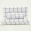 Ver imagem 1 de Jogo Cama Lençol Square Solteiro Quadriculado Percal 180 Fios 2 Peças - Branco