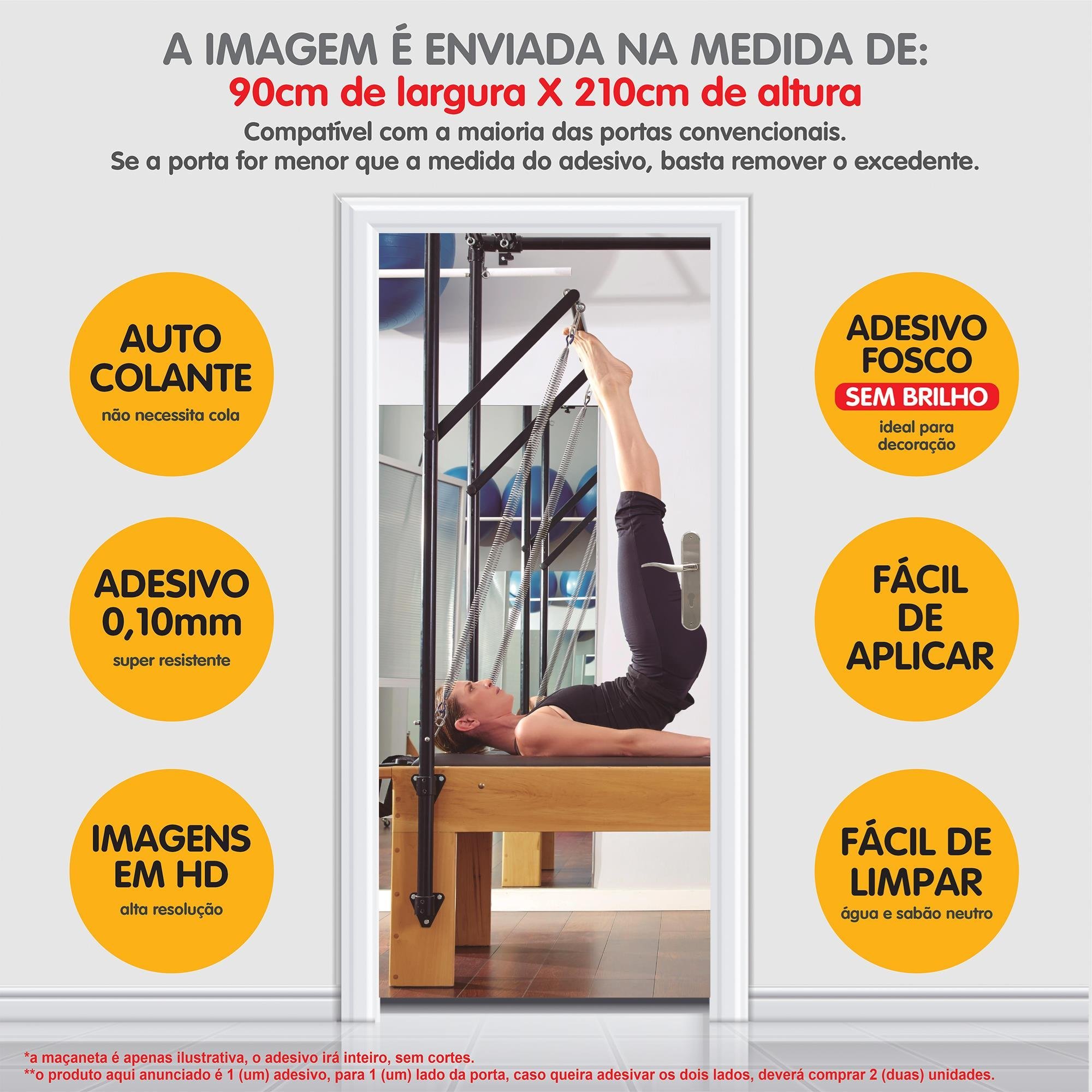 Adesivo Decorativo Porta Fitness Pilates Torre Exercício | MadeiraMadeira