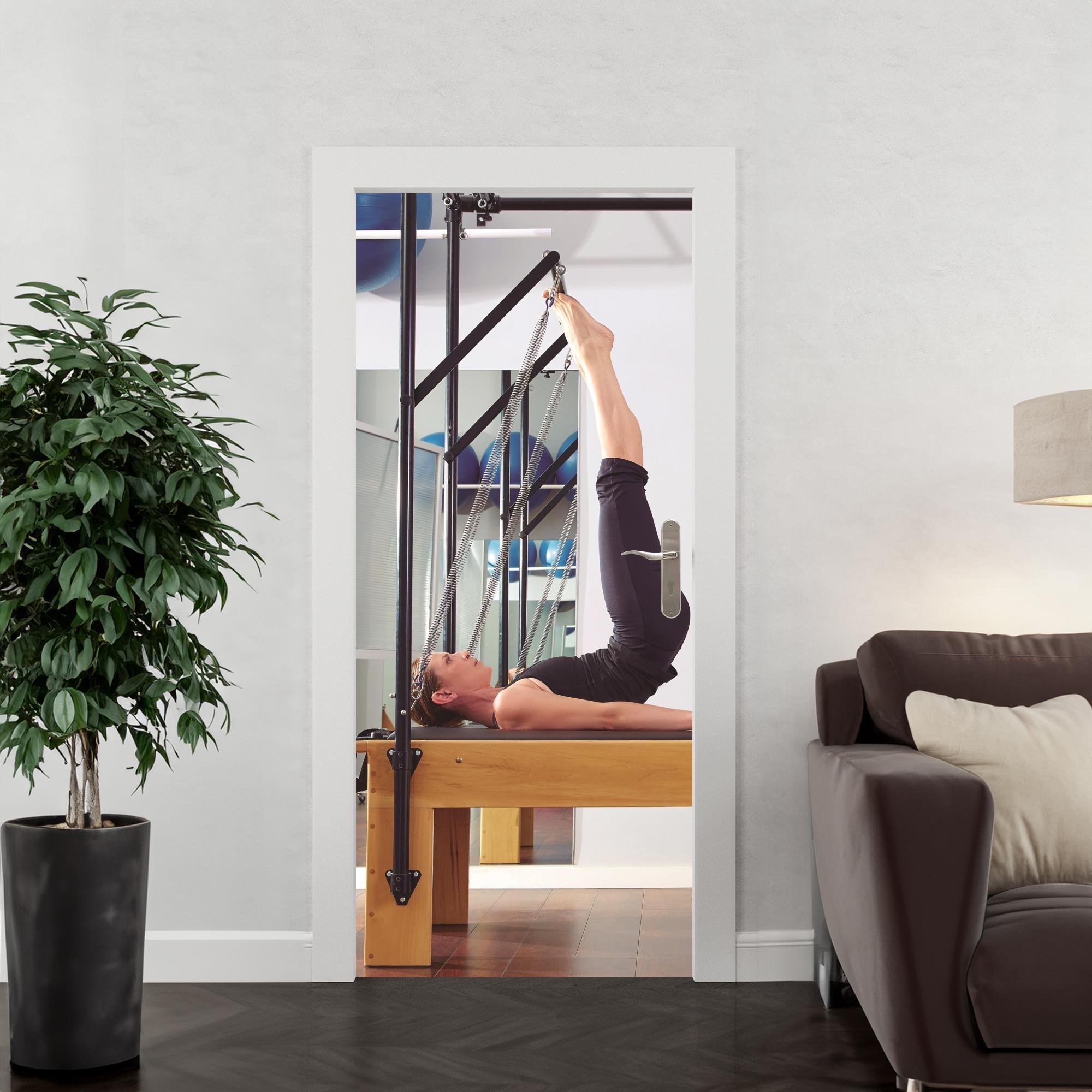 Adesivo Decorativo Porta Fitness Pilates Torre Exercício | MadeiraMadeira