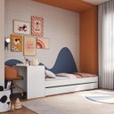 Ver imagem 2 de Cama Infanto Juvenil com Escrivaninha Cama Auxiliar 239X82,9cm Branco