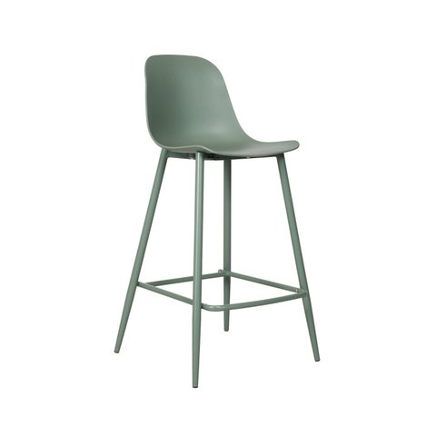 Banqueta Miami Média Assento em Polipropileno e Base em Aço com Pintura Epóxi - Verde Aloe
