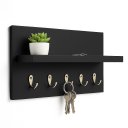 Ver imagem 3 de Porta Chaves de Parede MDF Preto 5 Ganchos Decoração Entrada