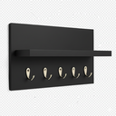 Ver imagem 2 de Porta Chaves de Parede Mdf Preto 5 Ganchos Decoração Entrada