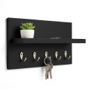 Ver imagem 1 de Porta Chaves de Parede Mdf Preto 5 Ganchos Decoração Entrada