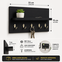 Ver imagem 1 de Porta Chaves de Parede MDF Preto 5 Ganchos Decoração Entrada