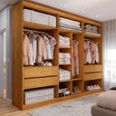 Ver imagem 2 de Guarda-roupa Casal Madalena 6 Portas 4 Gavetas 100% Mdf com Espelho Peroba/off White - Pm