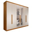 Ver imagem 3 de Guarda-roupa Casal Madalena 6 Portas 4 Gavetas 100% Mdf com Espelho Peroba/off White - Pm