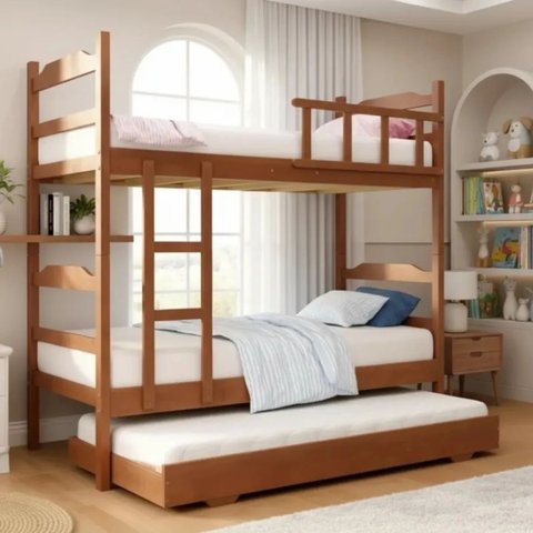 Treliche Solteiro Madeira Maciça Eucalipto com Cama Auxiliar