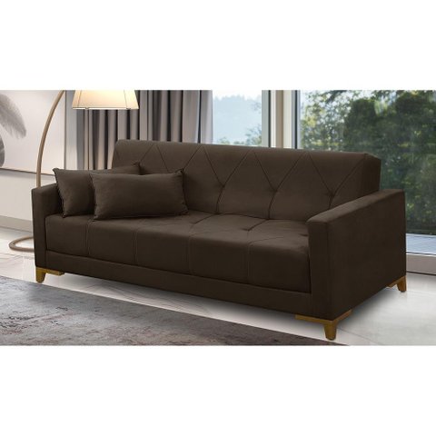 Sofá Cama 3 Lugares 2,00m Aurora Suede Adonai Estofados