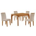 Ver imagem 2 de Conjunto Mesa de Jantar 120cm com 4 Cadeiras Estofadas Multimóveis Crrft-CON044 Madeirado/Creme