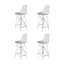 Ver imagem 1 de Kit 4 Banquetas Bistrô Alta Eames Branca Base Ferro Branco - Cor: Branco
