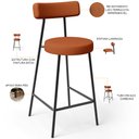 Ver imagem 4 de Kit 06 Banquetas Baixa para Cozinha Sala de Jantar Bancada Milão L02 Tecido Terracota - lyam decor L