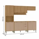 Ver imagem 3 de Cozinha Compacta Modulada 5 Peças 270cm 12 Portas e 2 Gavetas Colors Marrom Freijó/Pinole