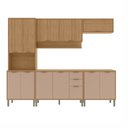 Ver imagem 2 de Cozinha Compacta Modulada 5 Peças 270cm 12 Portas e 2 Gavetas Colors Marrom Freijó/Pinole