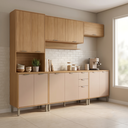 Ver imagem 1 de Cozinha Compacta Modulada 5 Peças 270cm 12 Portas e 2 Gavetas Colors Marrom Freijó/Pinole