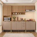 Ver imagem 6 de Cozinha Compacta Modulada 5 Peças 270cm 12 Portas e 2 Gavetas Colors Marrom Freijó/Pinole