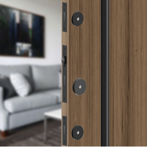 Kit Fechadura Rolete C/ Chave Tetra e Roseta Redonda Preto Fosco