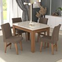 Ver imagem 1 de Conjunto Mesa de Jantar 120 Cm com 4 Cadeiras Tokio Multimóveis Ex1004 Madeirado/off White/castor