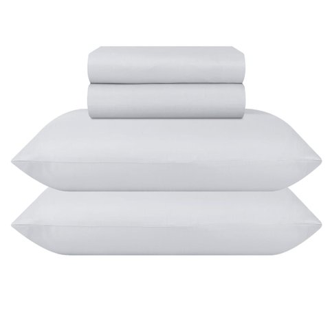 Jogo de Lençol Elástico Casal Padrão Cama Box 4 Peças Sultan Branco
