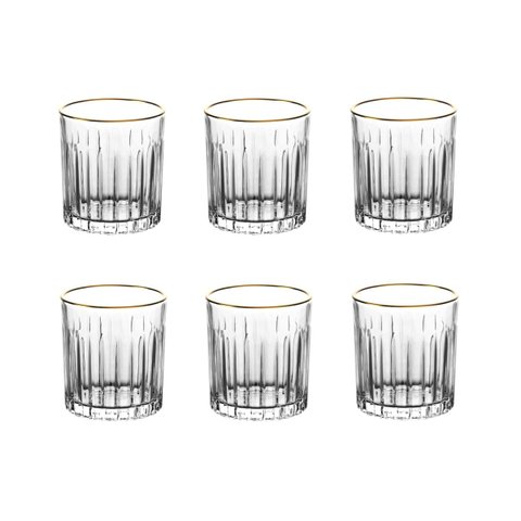 Jogo 6 Copos Baixos de Cristal Borda Dourada - Soho (310ml) L'hermitage