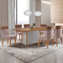 Ver imagem 1 de Mesa de Jantar Diane 180cm Tampo Mdf Laminado com 6 Cadeiras Andes Moderna Mobília