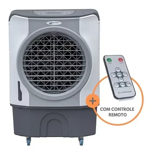 Climatizador Ar Portátil Umidificador Purificador Ventilador Cinza Com Rodinhas 45 Litros 110V / 220 - 2