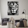 Quadro Decorativo Animais Face de Leão Preto e Branco - 150x100 Cm - 2