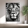 Quadro Decorativo Animais Face de Leão Preto e Branco - 150x100 Cm - 4