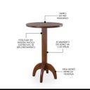 Ver imagem 3 de Kit Mesa Bistrô Redonda com Banquetas Alta Diamantina em Madeira Maciça Imbuia Linho Bege M58 Rmi