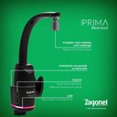 Ver imagem 2 de Torneira Eletrônica Zagonel Prima Touch 5500w de Parede ou Bancada Preto - 220v