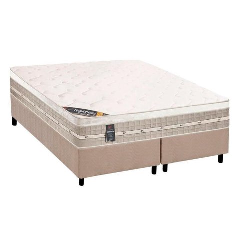 Cama Box Crc Queen + Colchão Molas Pocket Castor Premium 158x198