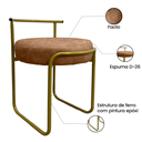 Ver imagem 3 de Kit 2 Banqueta para Penteadeira Quarto Puff Base Ferro Facto:conhaque