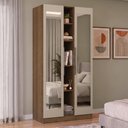 Ver imagem 1 de Guarda-Roupa Modulado 2 Portas com Espelhos 5 Nichos Rustic/Crema Neo Madesa 02