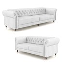 Ver imagem 2 de Conjunto de Sofá Sala de Estar Stanford Chesterfield 2 e 3 Lugares 200cm/240cm Pés Madeira Couro Bra
