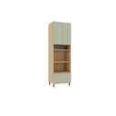 Ver imagem 1 de Paneleiro Torre Domus Luciane 2 Portas 1 Gaveta MDF 70cm Verde UV com Nicho para Micro-Ondas