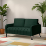 Sofá Living Savana 2 Lugares C/ Pé de Ferro Preto 1,58 Mts Veludo Verde - Espuma D-28 - 1