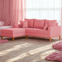 Ver imagem 3 de Sofá 3 Lugares Beny com Chaise Esquerdo Suede Rosa