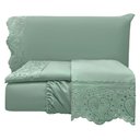 Ver imagem 1 de Jogo Cama Lençol Casa Scarpa Detail Queen Bordado Guipir Bordado Inglês Percal 300 Fios 4 Peças