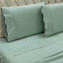 Ver imagem 3 de Jogo Cama Lençol Casa Scarpa Detail Queen Bordado Guipir Bordado Inglês Percal 300 Fios 4 Peças