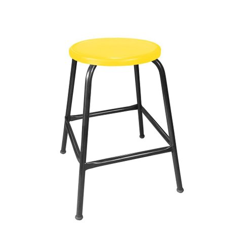 Banco Baixo 45 Cm de Metal Empilhavel Assento Plástico Amarelo