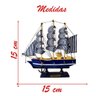 Miniatura Barco Navio de Madeira Veleiro Decorativo ? 15cm - 2
