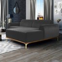 Ver imagem 2 de Sofá 3 Lugares Lisboa D07 com Chaise Direita 230cm Veludo Cinza - D’Rossi