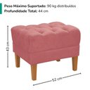 Ver imagem 3 de Puff Retro Capitone Pes Madeira Suede Rose Mpassos