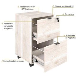 Gaveteiro Volante 2 Gavetas para Pastas Kugv42 Kuadra Yescasa - 4
