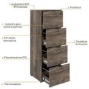 Ver imagem 4 de Gaveteiro Arquivo 4 Gavetas para Pastas Suspensas Kuaq40 Kuadra Espresso Móveis