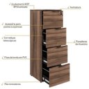 Ver imagem 2 de Gaveteiro Arquivo 4 Gavetas para Pastas Suspensas Kuaq40 Kuadra Espresso Móveis
