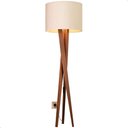 Ver imagem 1 de Luminária de Chão Paris com Pés de Madeira e Tecido Tramê Bege 158cm