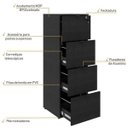 Ver imagem 4 de Gaveteiro Arquivo 4 Gavetas para Pastas Suspensas Kuaq40 Kuadra Espresso Móveis